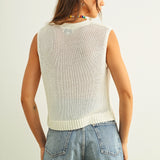 Sleeveless Sweater Knit Top - White