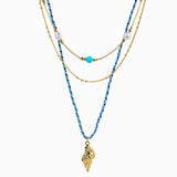 Beach Mode Layered Coastal Shell Rope Necklace