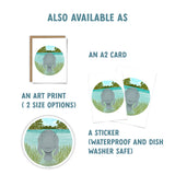 Manatee Sticker, Wildlife Sticker, Manatee in the Springs