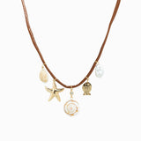 Beach Mode Golden Tides Charm Cord Necklace