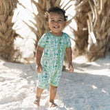 Save the Sea Turtles Bamboo Baby Shortie Romper: Green