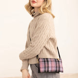 Riley Convertible Cross Body Purse, Wristlet or Clutch-  Plaid Rust/ Green