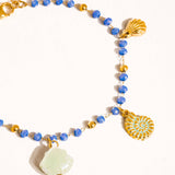 Elowen 18K Gold Non-Tarnish Shells and Star Beaded Bracelet: Blue
