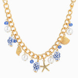 Sea Life Marine Blue Fish Ceramic Charm Necklace
