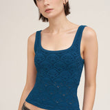 Floral Textured Lace Tank  Milk Tea