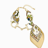 Horsebit Link Scarf Bracelet: Green