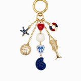 Coastal Ceramic Fish And Shell Bag Charm Key Chain