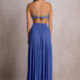 Maxi Skirt With Smocked Waist by Elan - Sapphire Blue