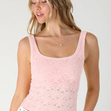 Floral Textured Lace Tank  Chocolate