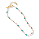 Blush Pink & Green Beaded Necklace