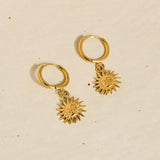 Pascale 18K Gold Non-Tarnish Sun hoop Earring: Yellow Gold