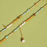 18K Handmade  Bohemian Beaded Stack Necklaces: Odette-Light Blue