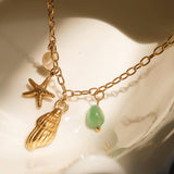 Bonbon 18K Gold Non-Tarnish Pearl and Shell Charm Necklace: Yellow Gold