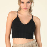Lace Textured Bralette  Butter Cream