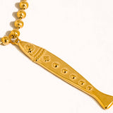Bellisse 18K Gold Non-Tarnish Vintage Fish Necklace: Yellow Gold