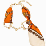 Horsebit Link Scarf Bracelet: Orange
