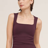 Clean Line Square Shirred Top  Red