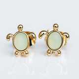 Pura Vida - Sea Turtle Gold Green Stud Earrings