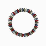 Autumn Wide Disc Marble Beaded Stretch Bracelets: Multi Blue