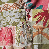 Printed Cut Out Dress: Multi Color Tropical Patchwork Print