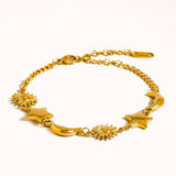 Leonora 18K Gold Non-Tarnish Sun and Star Bracelet: Yellow Gold