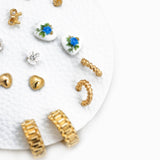 Ceramic Heart Mix Variety Earring Set of 10: Blue