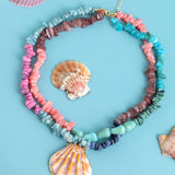 Coral Mirage Shell Pendant Necklace