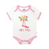 Hey Y'all Western Cotton Ringer Baby Onesie: White/Multi