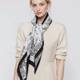 Printed Triangle Scarf  Bandana Style Wrap / Shawl  Floral Olive-White