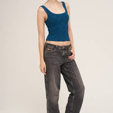Floral Textured Lace Tank  Milk Tea
