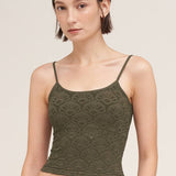 Floral Textured Lace Cami Chocolate