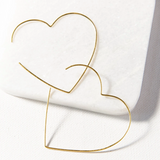 Brass Wire Heart Hoop Earrings