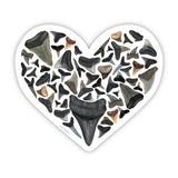Shark Tooth Lover Sticker, Beach Sticker, Shark Tooth Heart