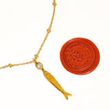 Leni 18K Gold Non-Tarnish CZ Fish Pendant Necklace: Yellow Gold