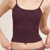 Floral Textured Lace Cami Chocolate
