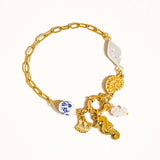 Cecily 18K Gold Non-Tarnish Seahorse Seashell Charm Bracelet: Yellow Gold