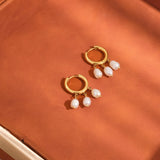 Séjour 18K Gold Non-Tarnish Petite Pearl Dangle Earring: Yellow Gold