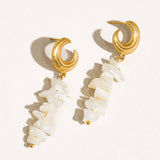 Shelby 18K Gold Non-Tarnish Resort Moon and Shell Earring: Yellow Gold