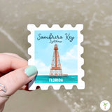 Sombrero Key Lighthouse Stamp Sticker, Florida Lighthouse