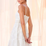 White Embroidered Cut Out Mini Dress - Off White