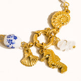 Cecily 18K Gold Non-Tarnish Seahorse Seashell Charm Bracelet: Yellow Gold