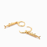 Sea Life Sardine Fish Drop Earrings: Gold