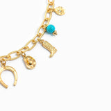 Western Blue Ceramic Multi Charm Necklace