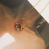 Reyna 18K Gold Non-Tarnish Five Stone Charm Necklace: Multi-Colored