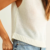 Sleeveless Sweater Knit Top - White