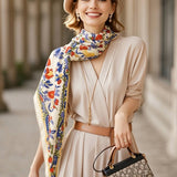 Printed Triangle Scarf Bandana Style Wrap / Shawl Paisley White-Black
