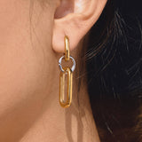 Viori 18K Gold Non-Tarnish Two Tone Link Earrings: Yellow Gold