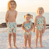 Explore Florida Boys Swim Trunks: Beige/Multi