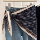 Printed Triangle Scarf Bandana Style Wrap / Shawl  Paisley Black-White