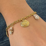 Ravello 18K Gold Non-Tarnish Seashell Charm Bracelet: Yellow Gold